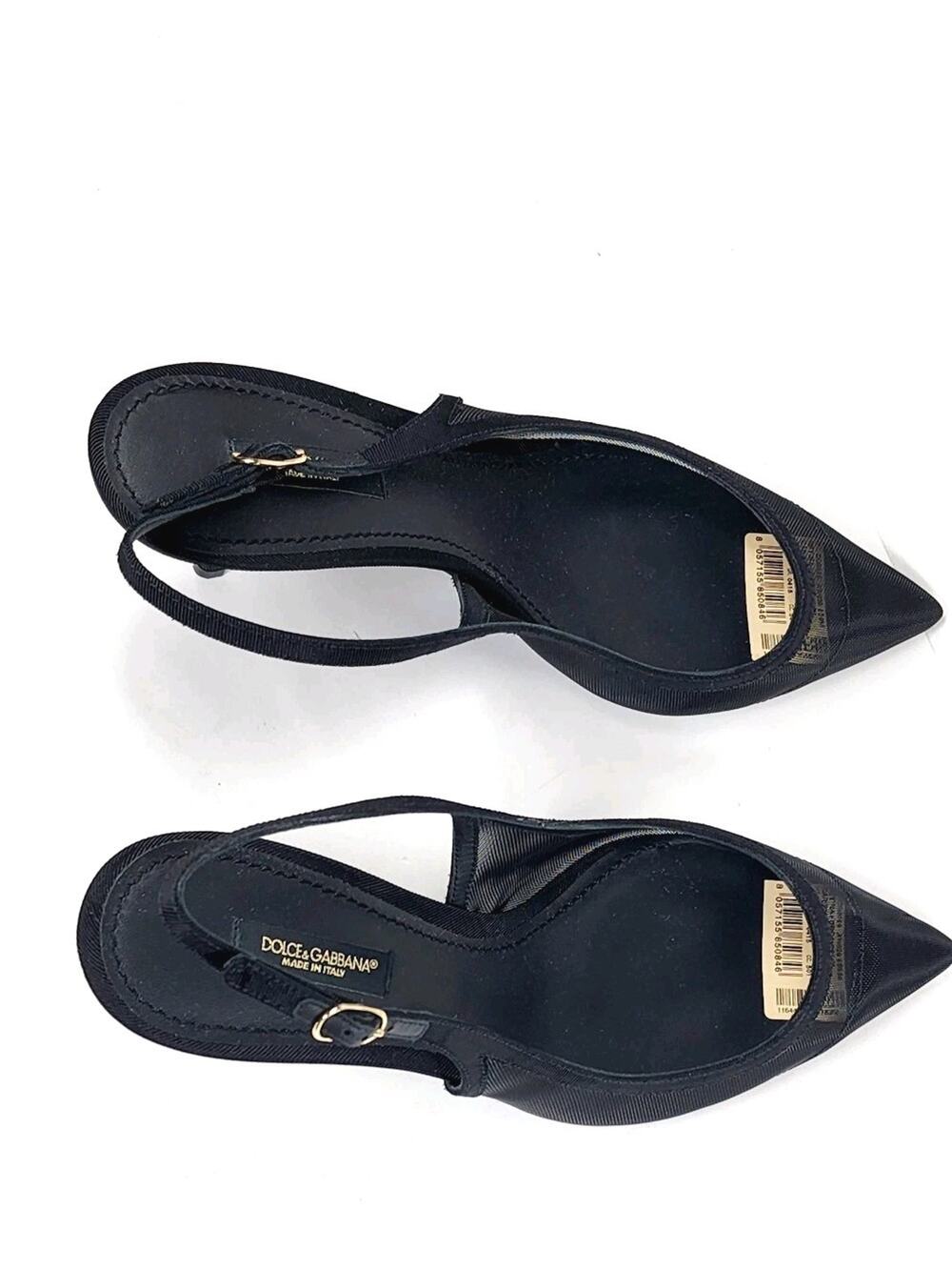 DOLCE & GABBANA Tulle Slingback Shoes US9 UK6 EU39 Black Made in Italy RRP $750